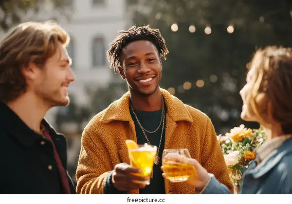 Friends Toasting Drinks Outdoors