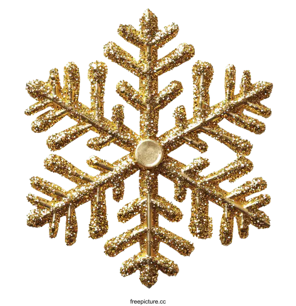 [Transparent Background PNG]Golden Glitter Snowflake Ornament
