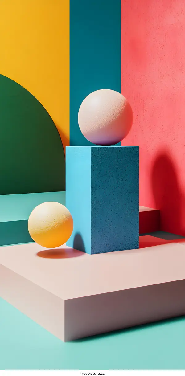 Abstract Minimalist Colorful Geometric Shapes with Eggs