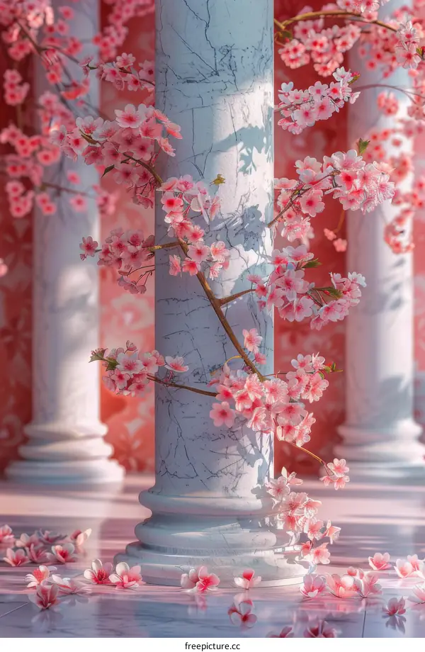 Pastel Pink Cherry Blossom Columns