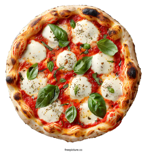 [Transparent Background PNG]Delicious Italian Pizza Margherita on White Background