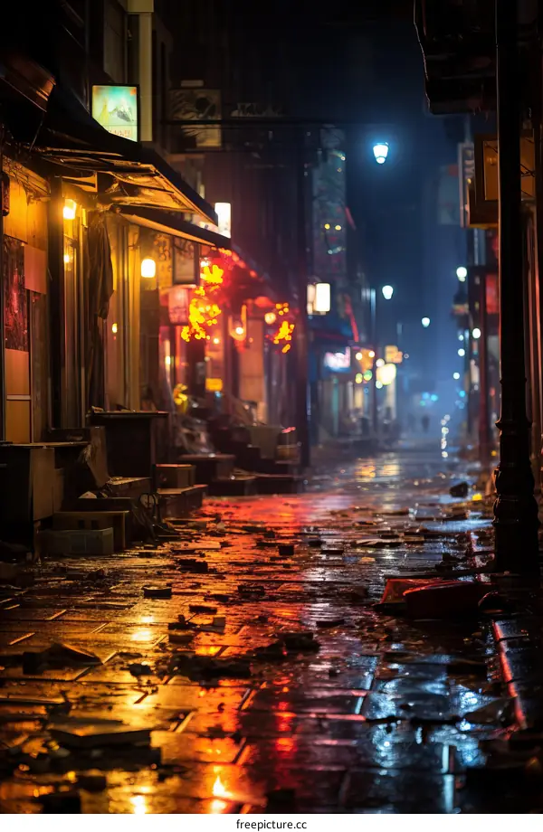 Abandoned Street Trashed in the Rain