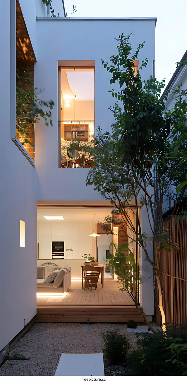 Modern Minimalist House With Wooden Deck and Patio