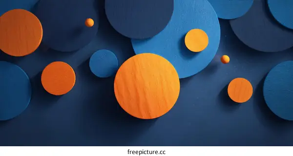 Abstract Geometric Circles in Blue and Orange