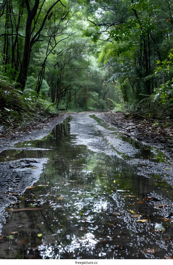 Rainforest road after rain