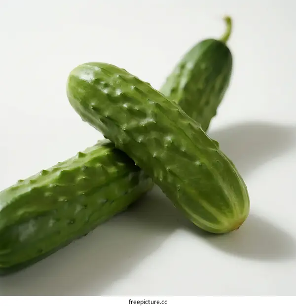 Fresh Green Cucumbers on White Background