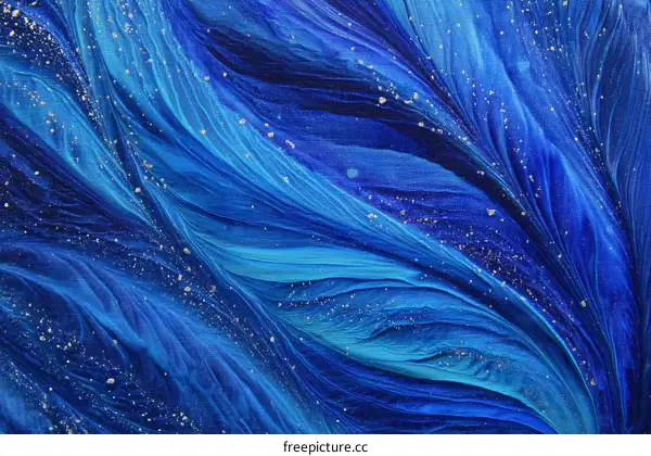 Abstract Blue and Silver Fluid Art Painting
