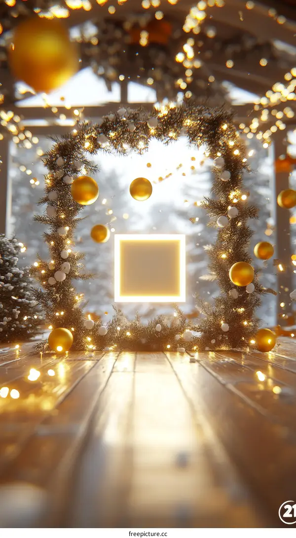 Christmas Decor Empty Showcase Background