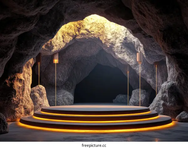Abstract Cave Stage Design with Lighting