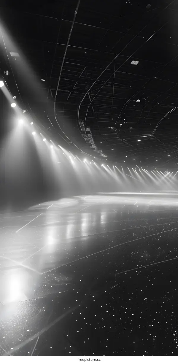 Empty Stage with Spotlights and Dust