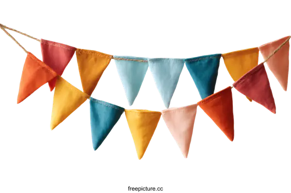 [Transparent Background PNG]Colorful Triangular Fabric Bunting Garland