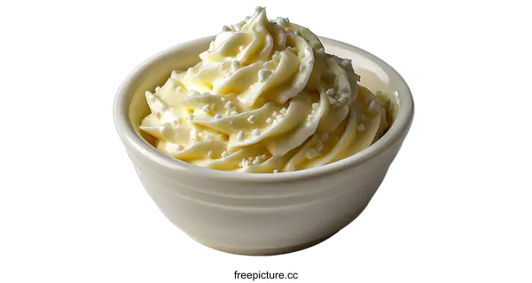 [Transparent Background PNG]Bowl of Creamy Buttercream Frosting