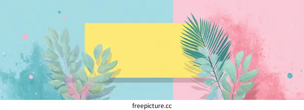 Pastel Summer Leaves Aesthetic Background
