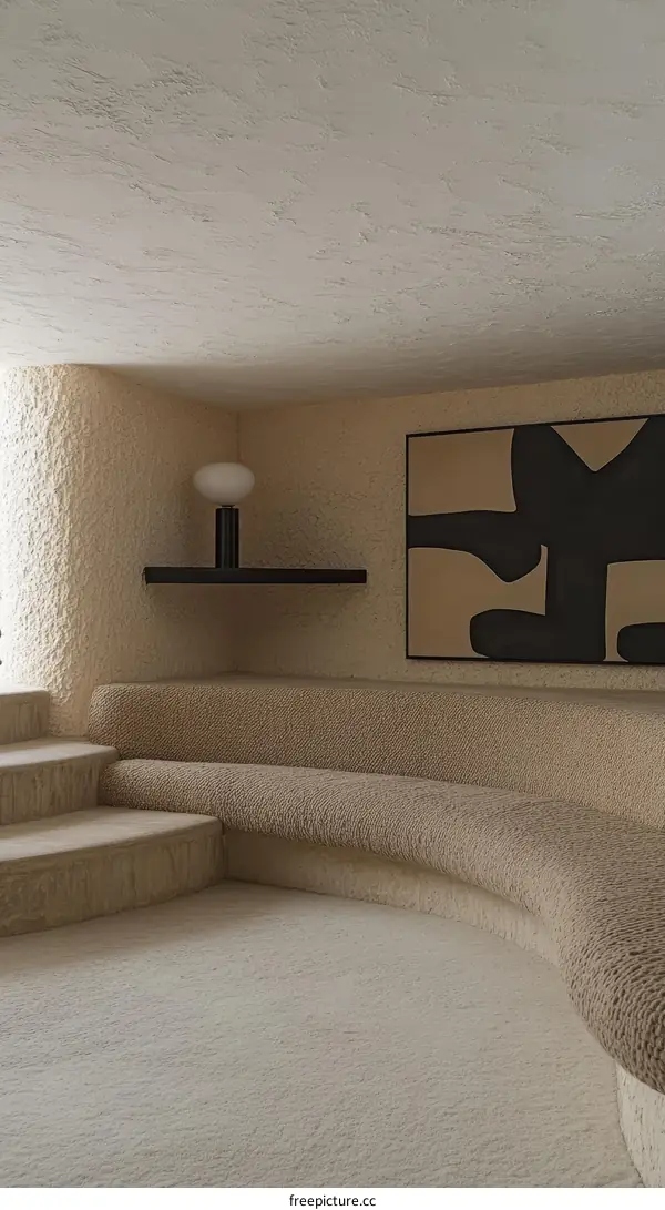 Modern Minimalist Interior Design with Curved Seating