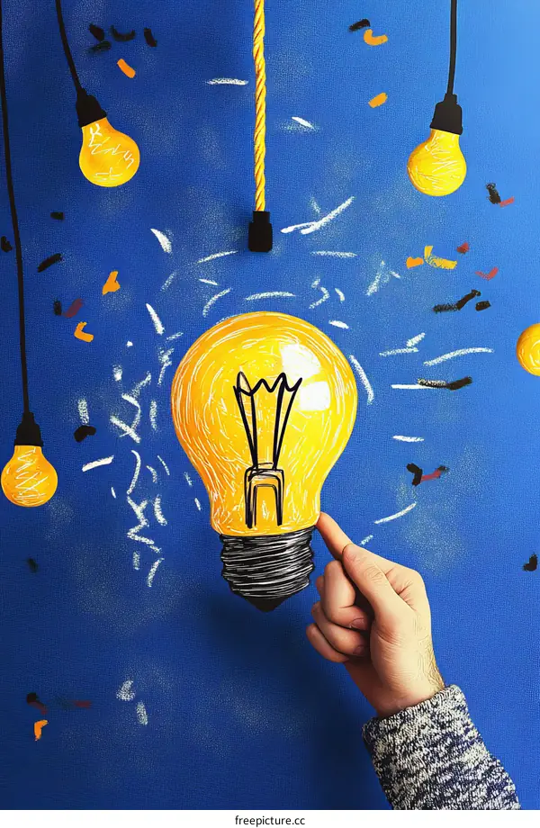 Creativity Idea Light Bulb Illustration with Hand