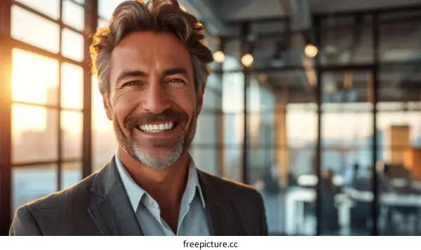 Portrait of a successful businessman smiling in an office