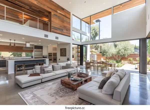 Modern house interior living room with open floor plan