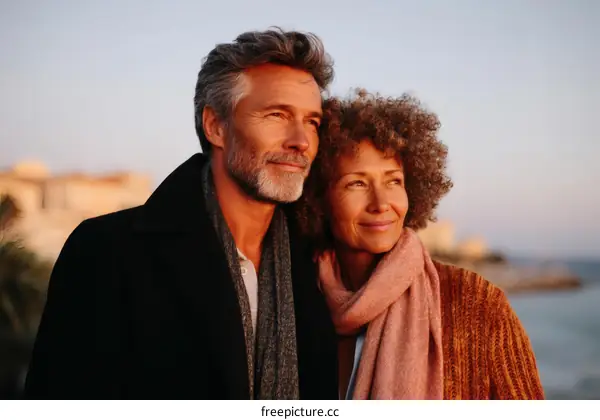 Couple enjoying the sunset view
