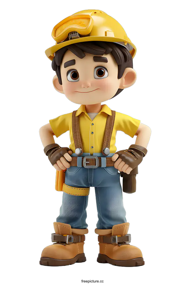 [Transparent Background PNG]Cartoon Construction Worker Boy
