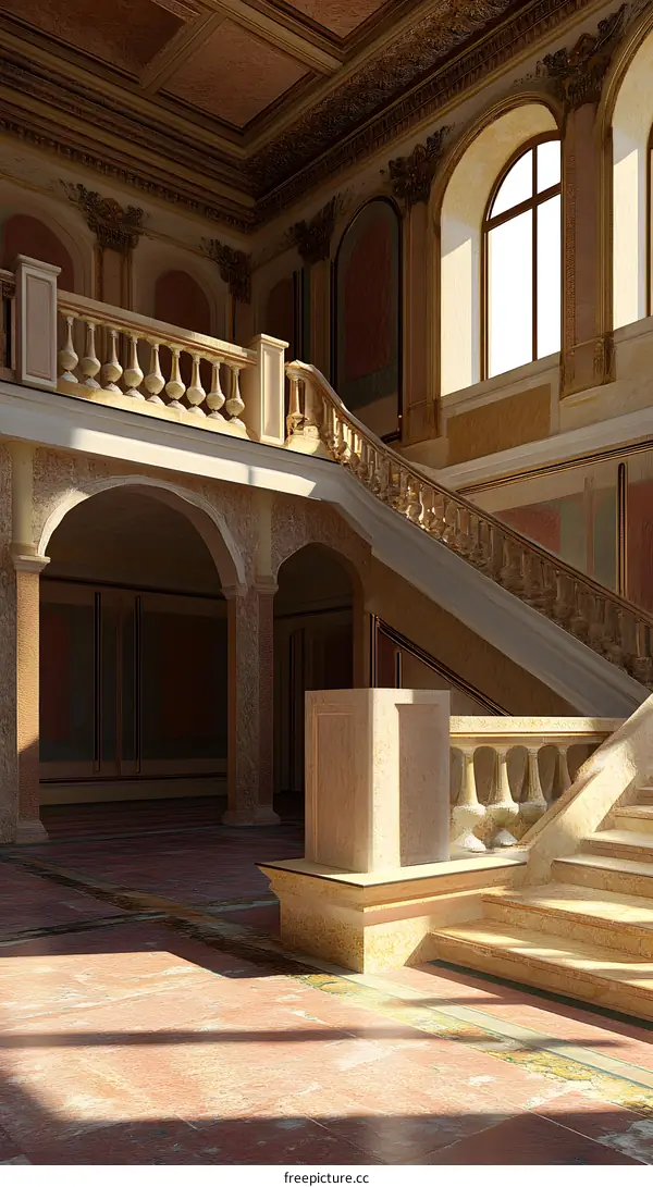 Grand Staircase Interior Design with Marble and Ornate Details