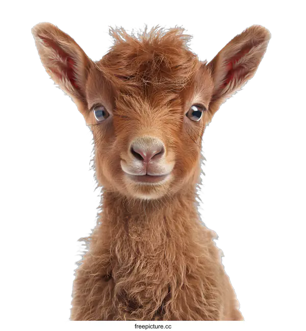 [Transparent Background PNG]Funny baby goat closeup