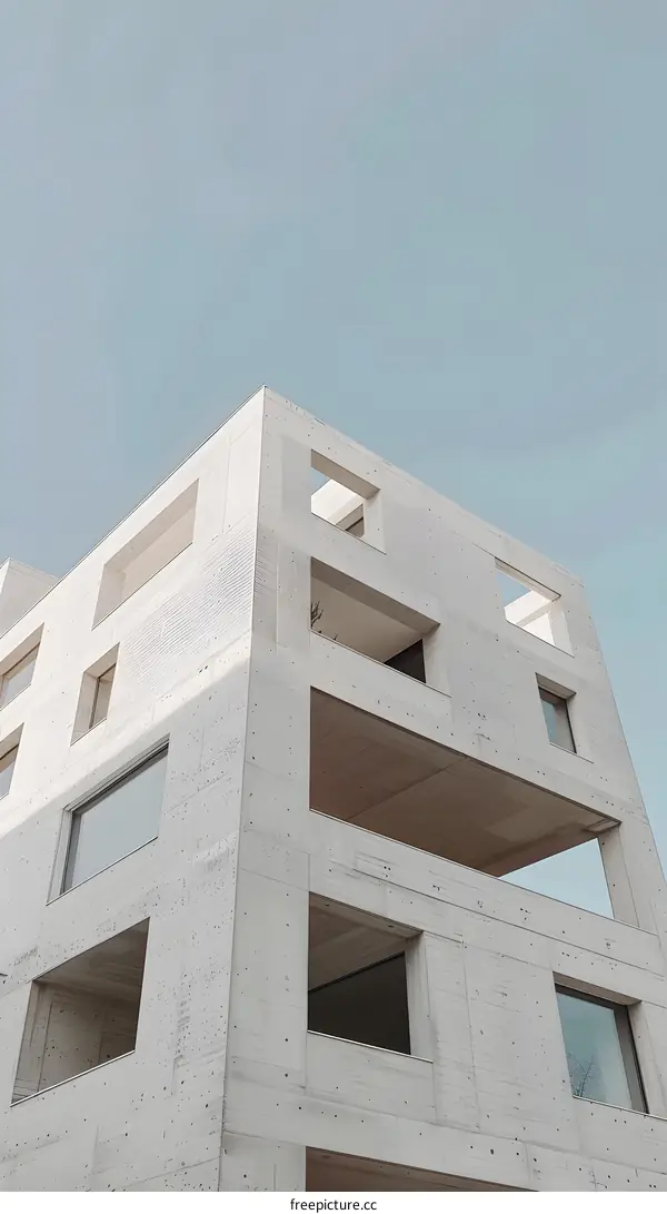Modern Architecture Concrete Building with Windows