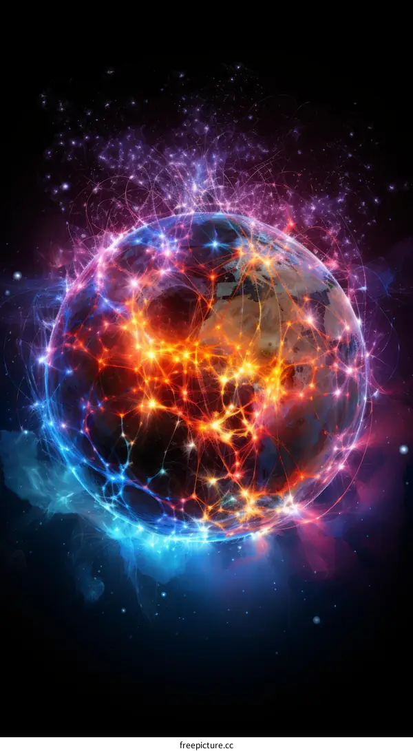 A Digital Illustration of the Earth with Networks