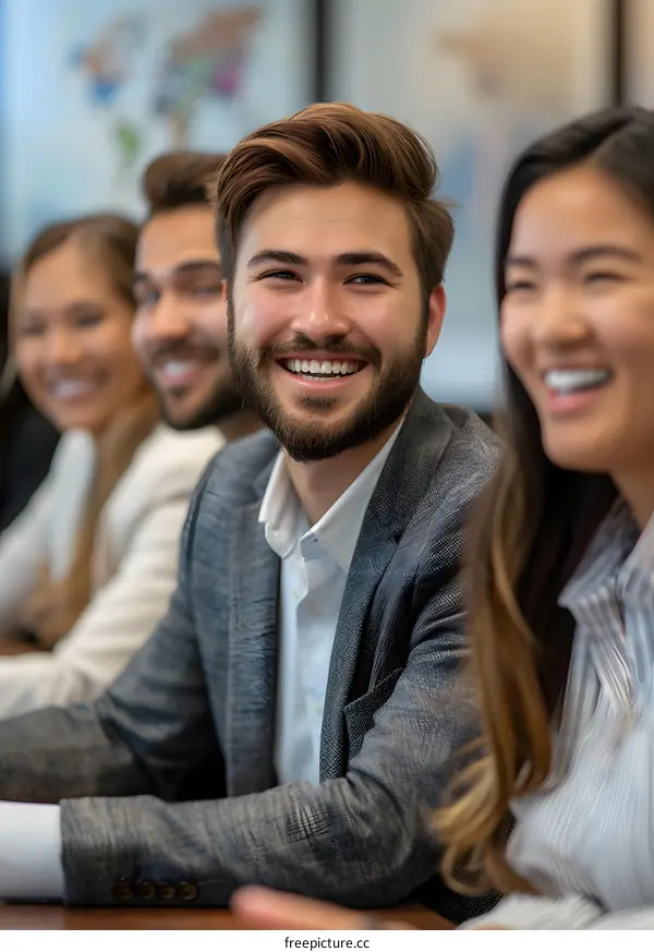 Happy Diverse Business Team Smiling in Meeting