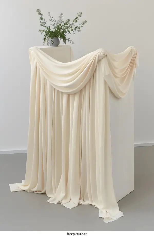 Draped Fabric on a White Platform