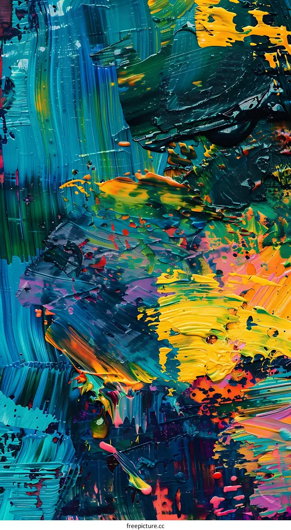 Abstract Painting with Colorful Strokes
