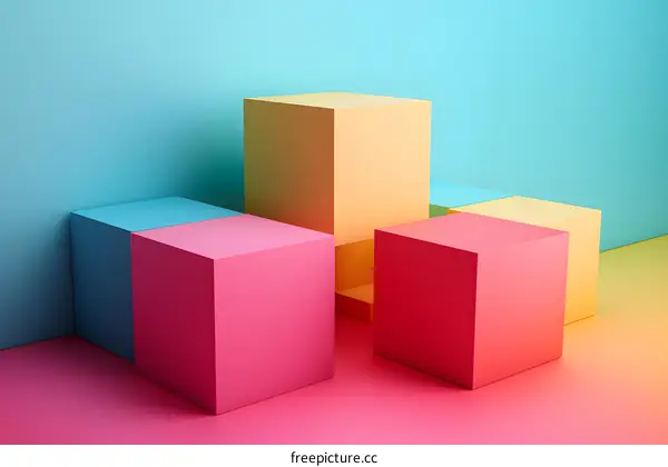 Abstract Colorful Cube Shapes Background
