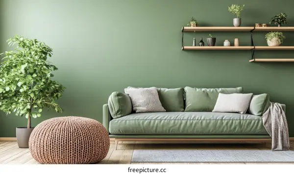 Modern Green Living Room Interior Design