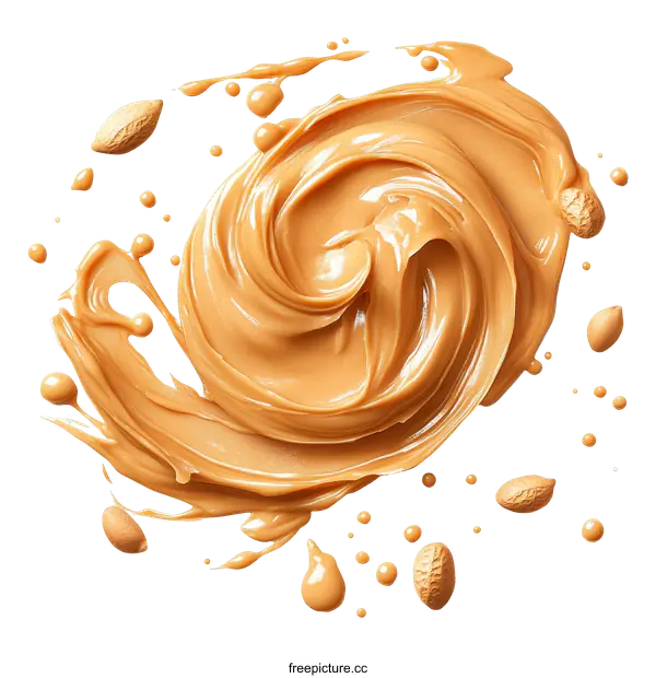 [Transparent Background PNG]Peanut Butter Texture Swirl with Peanuts