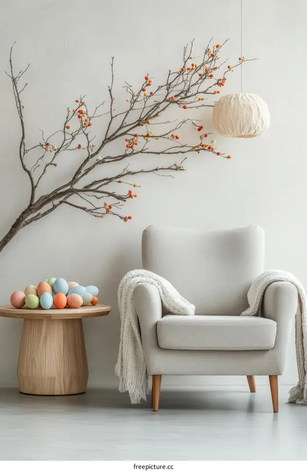 Easter Decor in a Modern Living Room