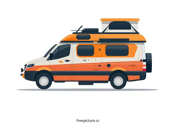 Orange and White Camper Van Illustration
