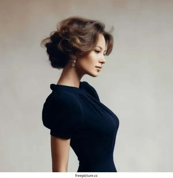 Elegant Woman in Vintage Style Dress