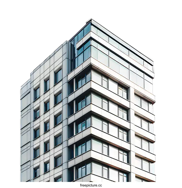 [Transparent Background PNG]Modern Office Building Exterior With White Background