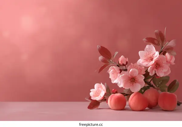 Spring Blossom and Peaches Still Life