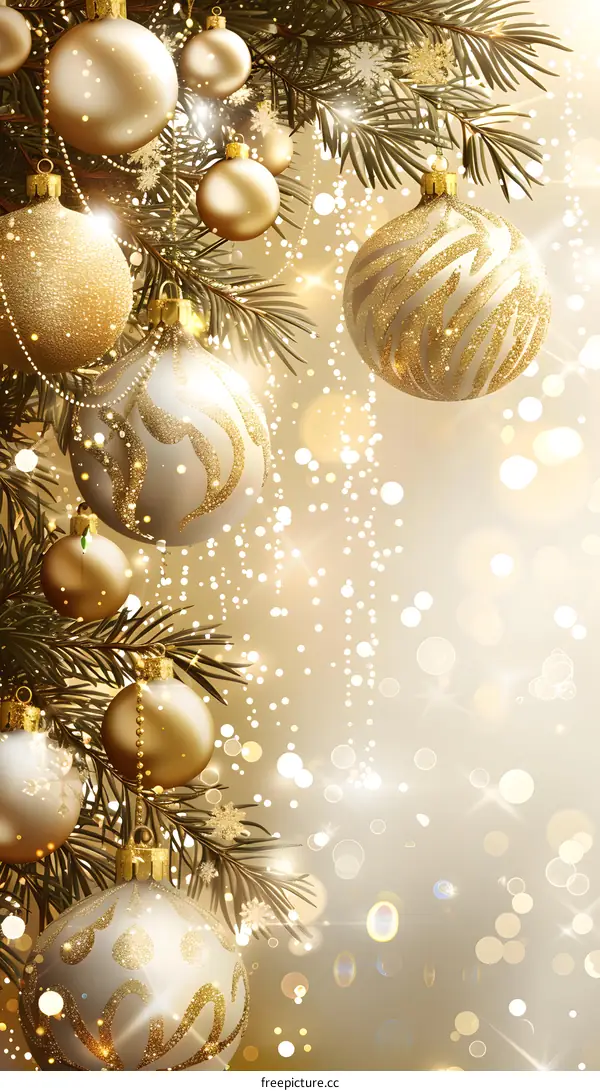 Christmas balls hanging on a Christmas tree