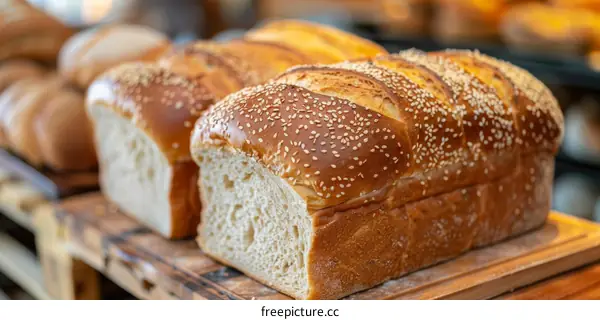 Sesame Seed Bread on a Wooden Table