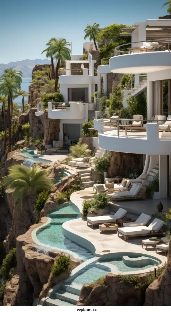 Futuristic Luxury Resort with Infinity Pool and Stunning Ocean Views
