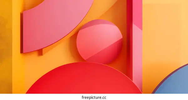 Abstract Geometric Shapes Background With Orange, Red, Pink and Blue Colors