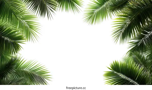 Tropical Palm Leaves Frame Background