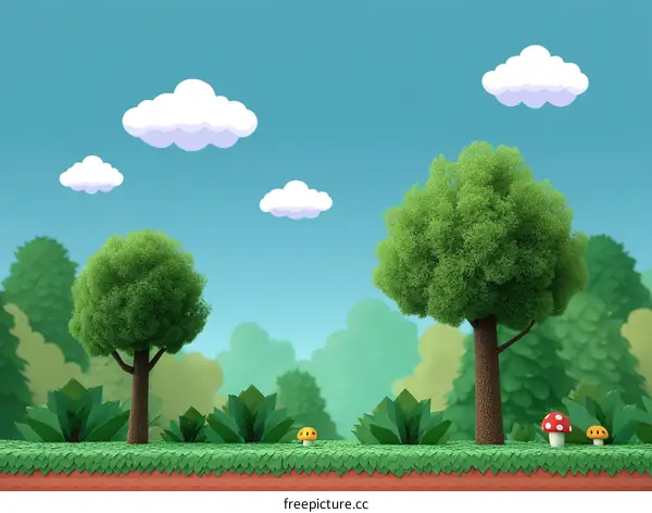 Cartoon Forest Scene Illustration for Game Background