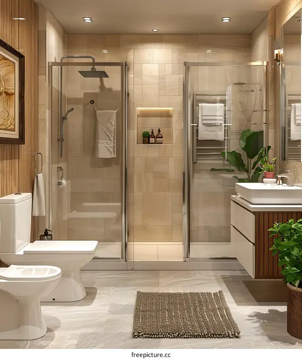 Modern Beige Bathroom Interior Design