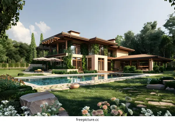 Modern Luxury Home with Pool and Landscaping