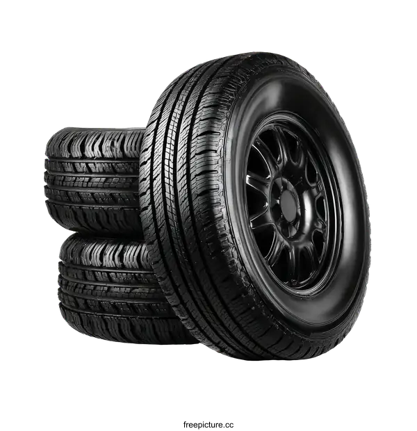 [Transparent Background PNG]Stack of Black Tires and Wheels