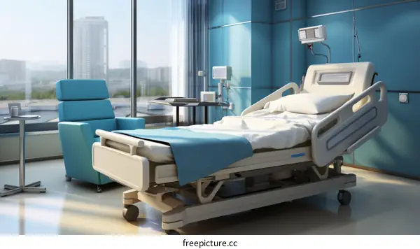 An illustration of a hospital room