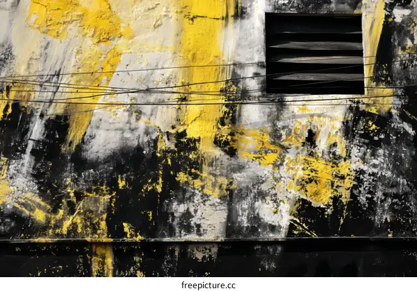 Abstract Urban Wall Art with Yellow and Black