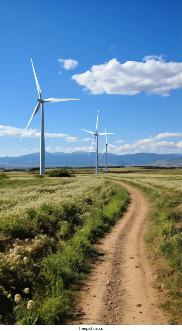 Wind turbines in a field